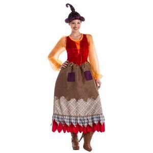 NEW PALAMON women's goofy salem sister dress costume in red/gold/tan